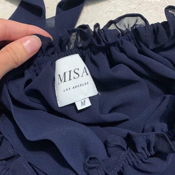 Misa Los Angeles Livey sz M Navy Off the Shoulder Blouse - Picture 5 of 7